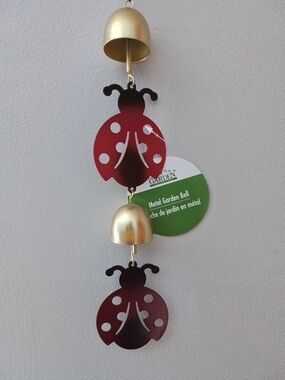 Metal Ladybug Wind Chime - Red and Gold